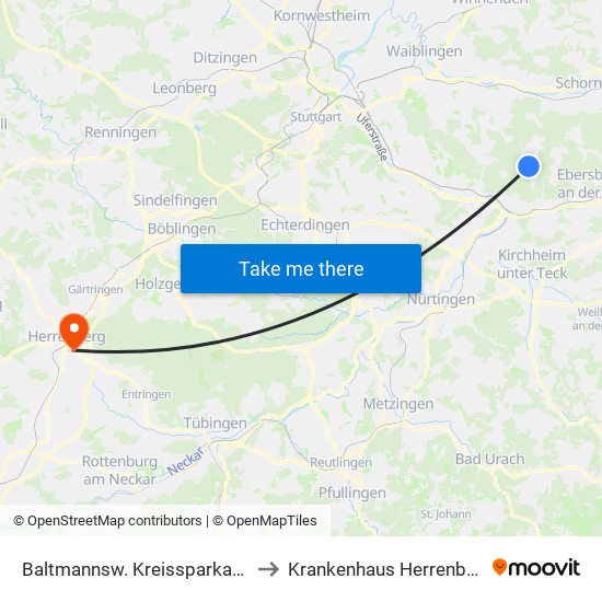 Baltmannsw. Kreissparkasse to Krankenhaus Herrenberg map