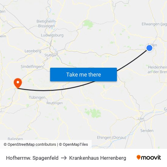 Hofherrnw. Spagenfeld to Krankenhaus Herrenberg map