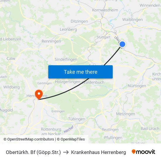 Obertürkh. Bf (Göpp.Str.) to Krankenhaus Herrenberg map