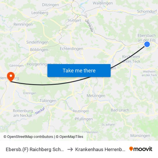 Ebersb.(F) Raichberg Schulz. to Krankenhaus Herrenberg map