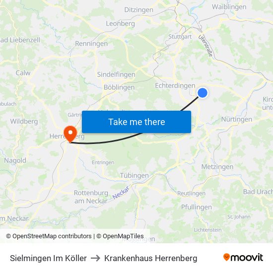 Sielmingen Im Köller to Krankenhaus Herrenberg map