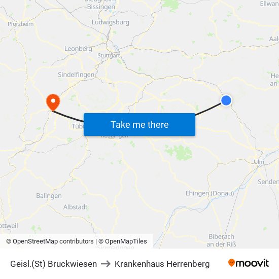 Geisl.(St) Bruckwiesen to Krankenhaus Herrenberg map