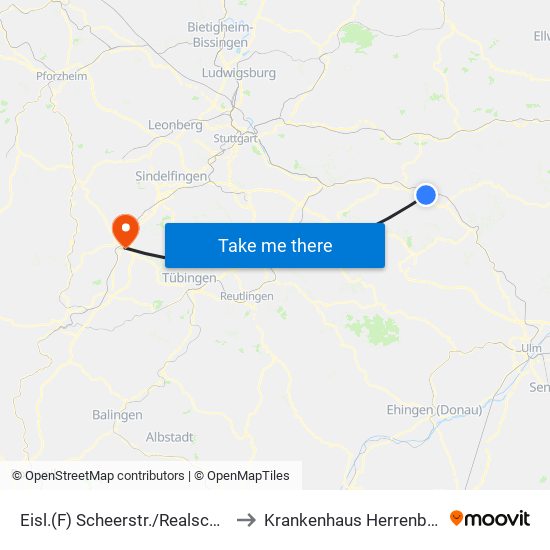 Eisl.(F) Scheerstr./Realschule to Krankenhaus Herrenberg map