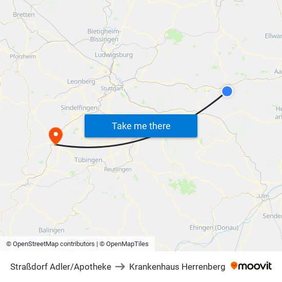 Straßdorf Adler/Apotheke to Krankenhaus Herrenberg map