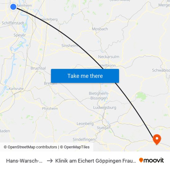 Hans-Warsch-Platz to Klinik am Eichert Göppingen Frauenklinik map