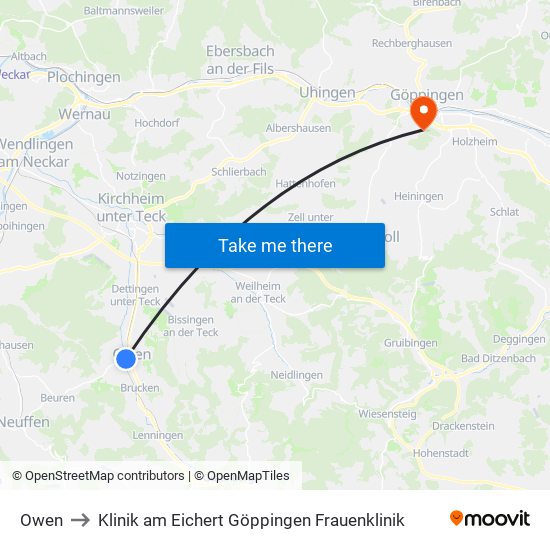 Owen to Klinik am Eichert Göppingen Frauenklinik map