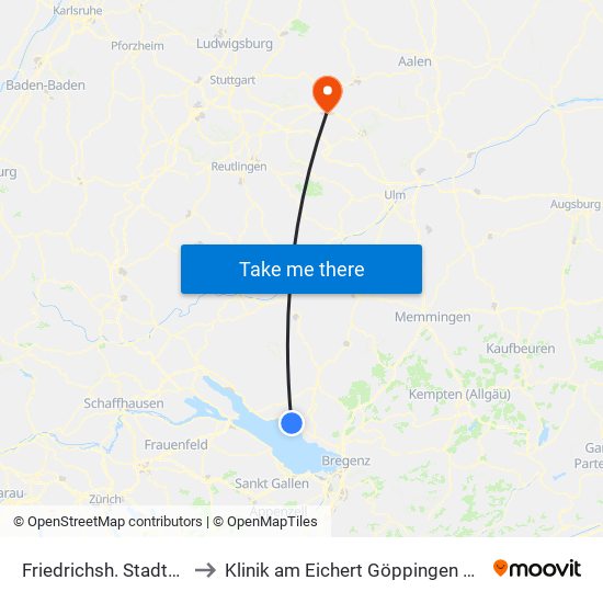 Friedrichsh. Stadtbahnhof to Klinik am Eichert Göppingen Frauenklinik map