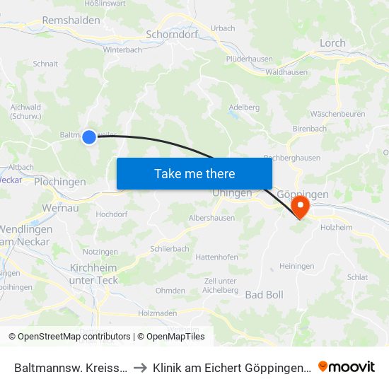 Baltmannsw. Kreissparkasse to Klinik am Eichert Göppingen Frauenklinik map