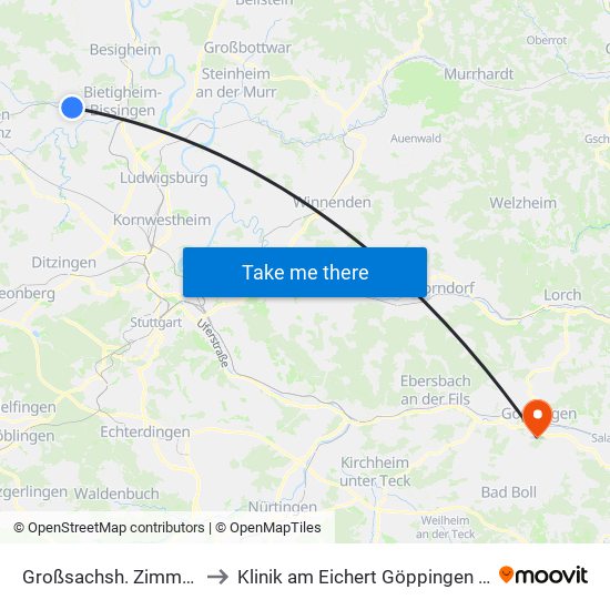 Großsachsh. Zimmerer Pfad to Klinik am Eichert Göppingen Frauenklinik map