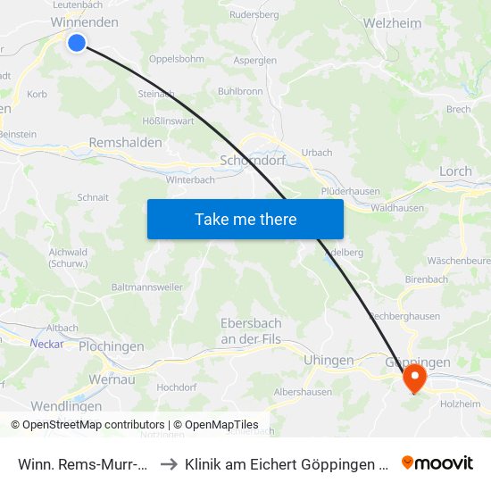 Winn. Rems-Murr-Klinikum to Klinik am Eichert Göppingen Frauenklinik map