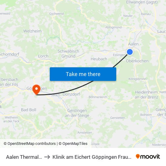 Aalen Thermalbad to Klinik am Eichert Göppingen Frauenklinik map
