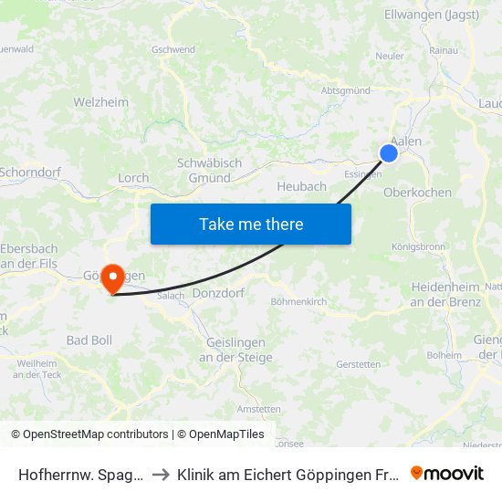 Hofherrnw. Spagenfeld to Klinik am Eichert Göppingen Frauenklinik map