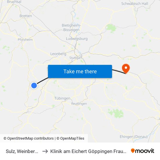 Sulz, Weinbergstr. to Klinik am Eichert Göppingen Frauenklinik map