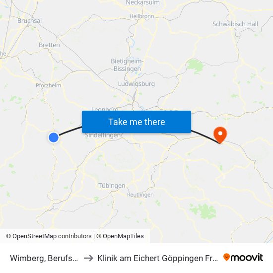 Wimberg, Berufsschule to Klinik am Eichert Göppingen Frauenklinik map