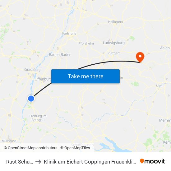 Rust Schule to Klinik am Eichert Göppingen Frauenklinik map