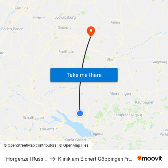 Horgenzell Russmaier to Klinik am Eichert Göppingen Frauenklinik map