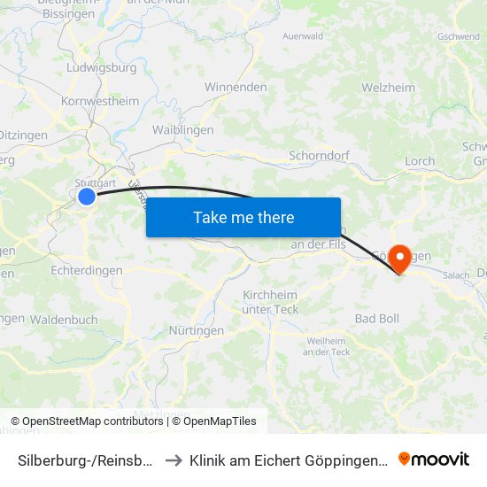 Silberburg-/Reinsburgstraße to Klinik am Eichert Göppingen Frauenklinik map