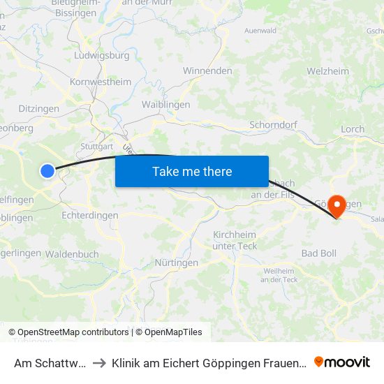 Am Schattwald to Klinik am Eichert Göppingen Frauenklinik map