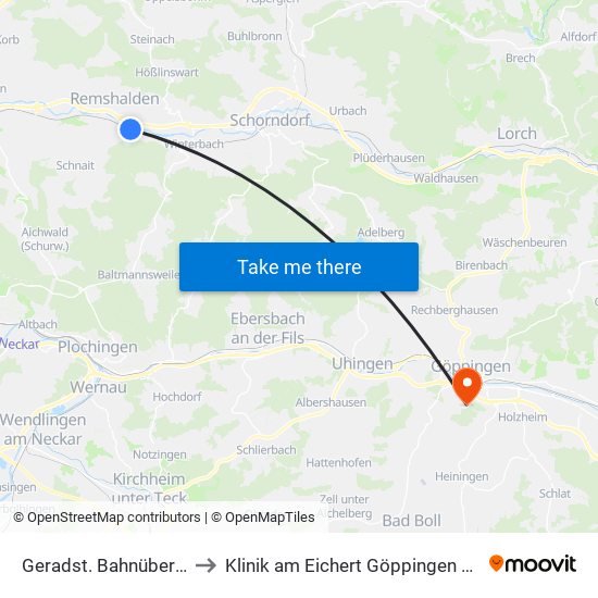 Geradst. Bahnüberführung to Klinik am Eichert Göppingen Frauenklinik map