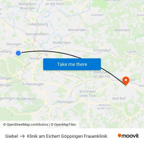 Giebel to Klinik am Eichert Göppingen Frauenklinik map
