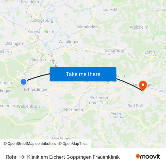 Rohr to Klinik am Eichert Göppingen Frauenklinik map