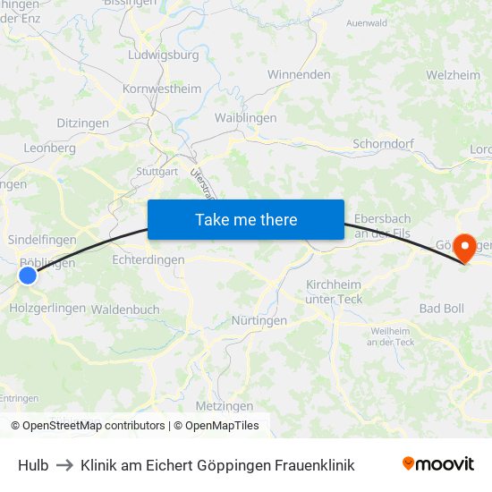 Hulb to Klinik am Eichert Göppingen Frauenklinik map