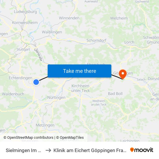 Sielmingen Im Köller to Klinik am Eichert Göppingen Frauenklinik map