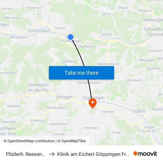 Plüderh. Reesenbänkle to Klinik am Eichert Göppingen Frauenklinik map