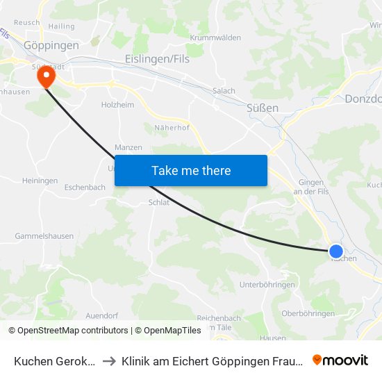 Kuchen Gerokweg to Klinik am Eichert Göppingen Frauenklinik map