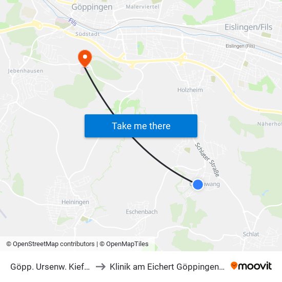 Göpp. Ursenw. Kiefernsteige to Klinik am Eichert Göppingen Frauenklinik map