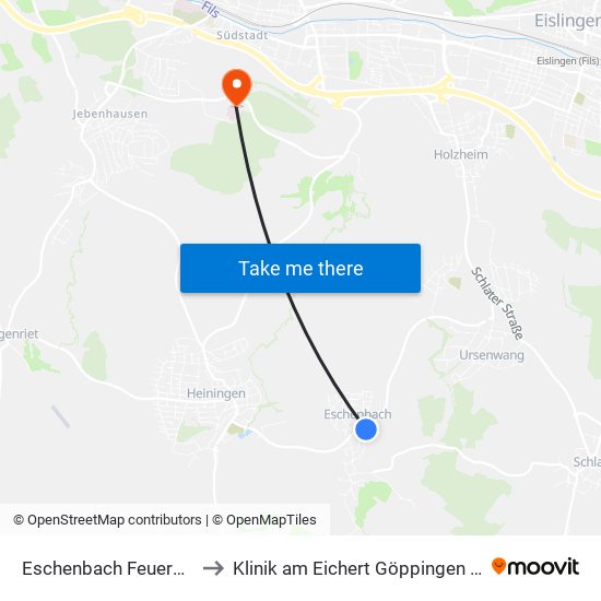Eschenbach Feuerwehrhaus to Klinik am Eichert Göppingen Frauenklinik map