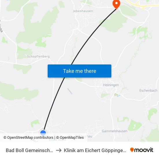 Bad Boll Gemeinschaftsschule to Klinik am Eichert Göppingen Frauenklinik map