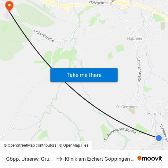 Göpp. Ursenw. Grundschule to Klinik am Eichert Göppingen Frauenklinik map