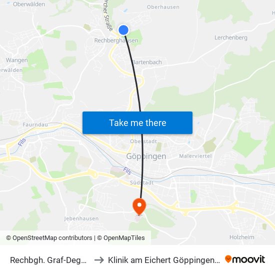 Rechbgh. Graf-Degenfeld-Str. to Klinik am Eichert Göppingen Frauenklinik map