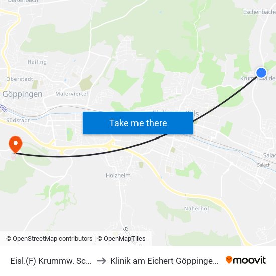 Eisl.(F) Krummw. Schwarzeng. to Klinik am Eichert Göppingen Frauenklinik map