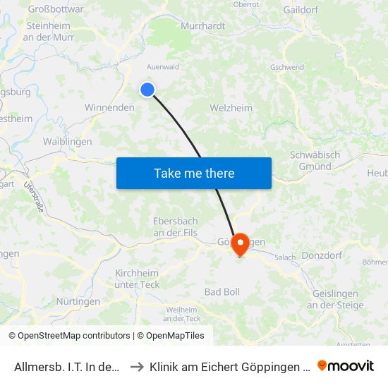 Allmersb. I.T. In den Äulesw. to Klinik am Eichert Göppingen Frauenklinik map