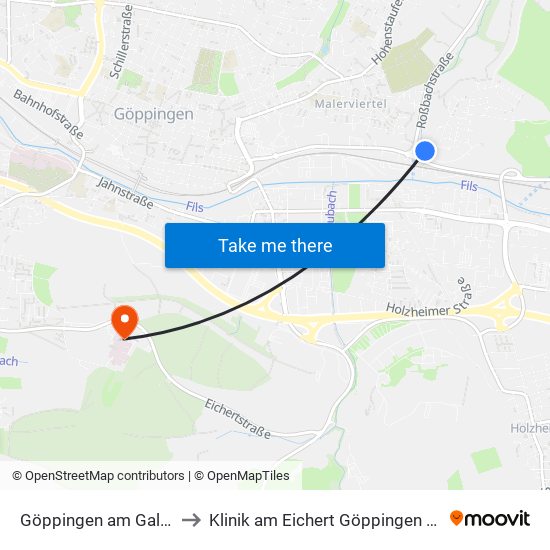Göppingen am Galgenberg to Klinik am Eichert Göppingen Frauenklinik map