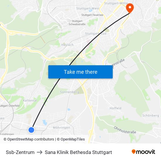 Ssb-Zentrum to Sana Klinik Bethesda Stuttgart map