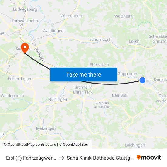 Eisl.(F) Fahrzeugwerke to Sana Klinik Bethesda Stuttgart map