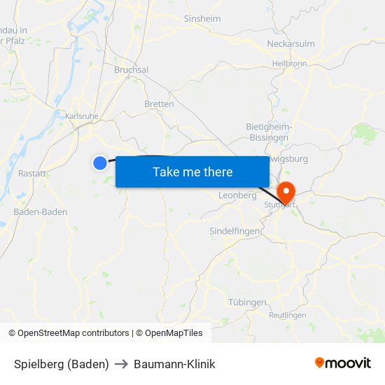 Spielberg (Baden) to Baumann-Klinik map