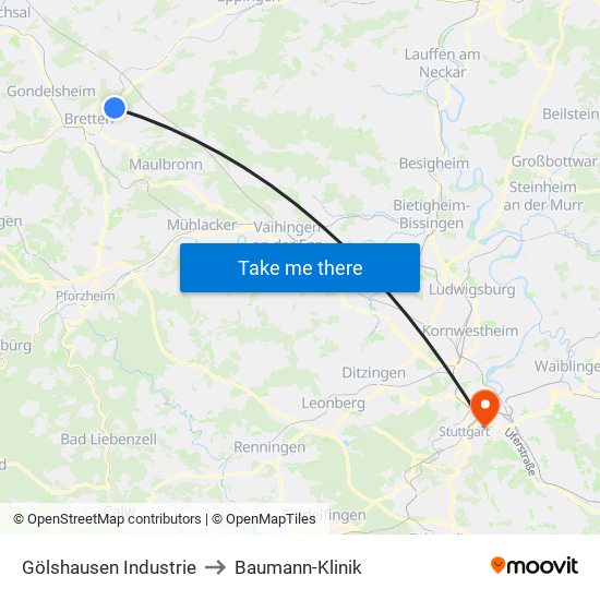 Gölshausen Industrie to Baumann-Klinik map