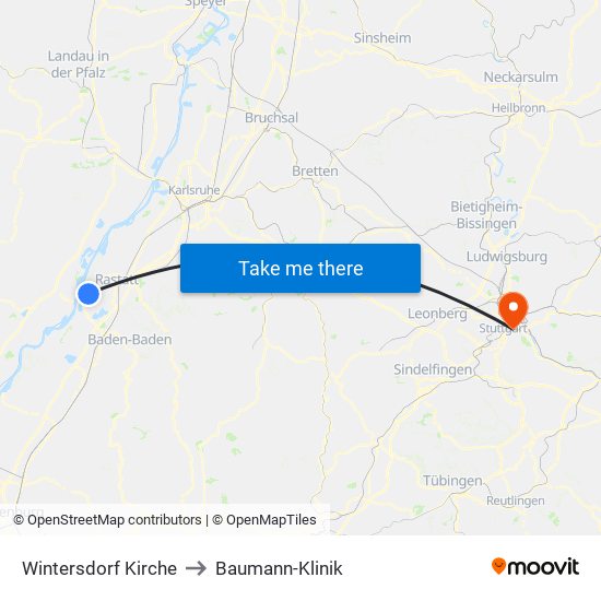 Wintersdorf Kirche to Baumann-Klinik map