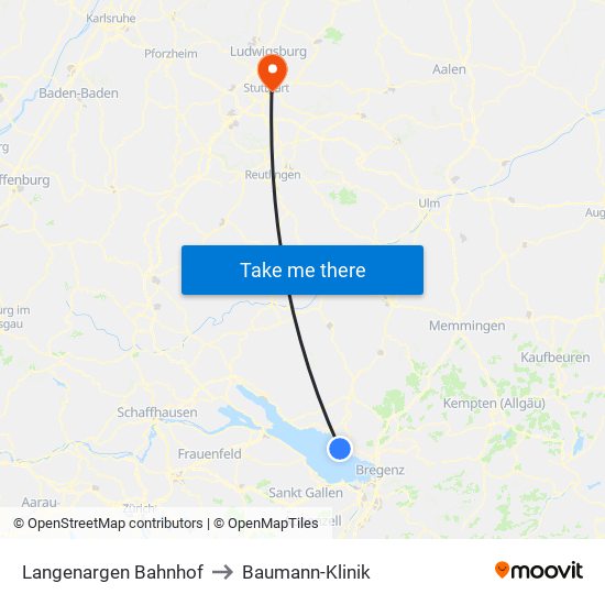 Langenargen Bahnhof to Baumann-Klinik map