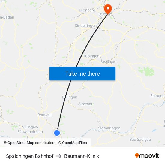 Spaichingen Bahnhof to Baumann-Klinik map