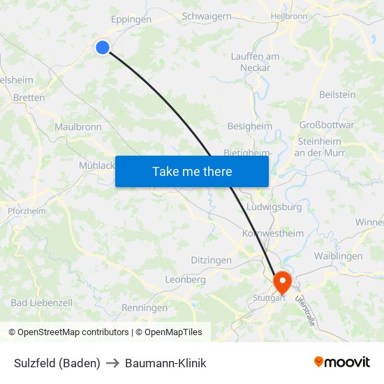 Sulzfeld (Baden) to Baumann-Klinik map