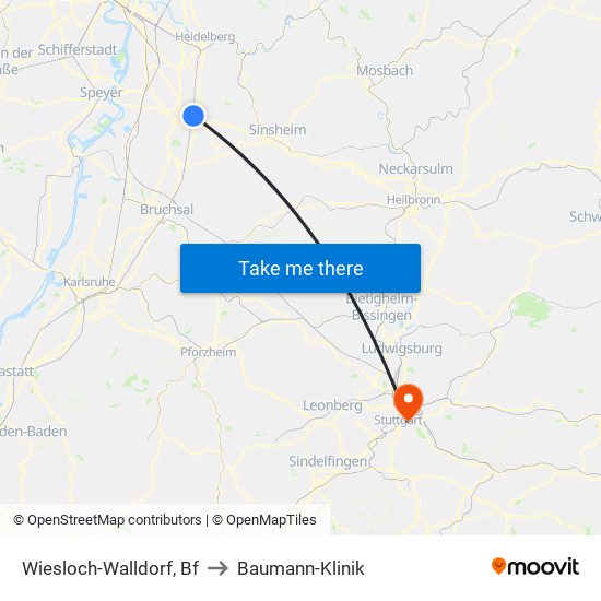 Wiesloch-Walldorf, Bf to Baumann-Klinik map