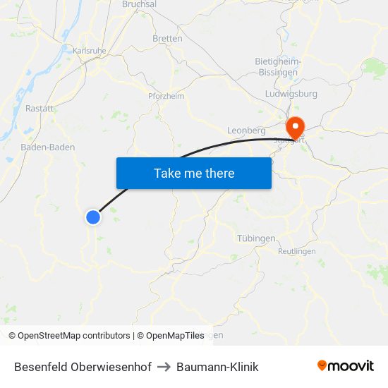 Besenfeld Oberwiesenhof to Baumann-Klinik map