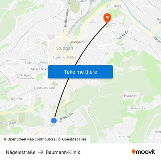 Nägelestraße to Baumann-Klinik map