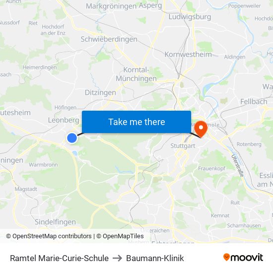 Ramtel Marie-Curie-Schule to Baumann-Klinik map