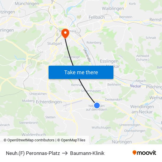 Neuh.(F) Peronnas-Platz to Baumann-Klinik map